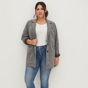 NWT Torrid Black/White Boyfriend Knit Trench Blazer - 2X 18-20